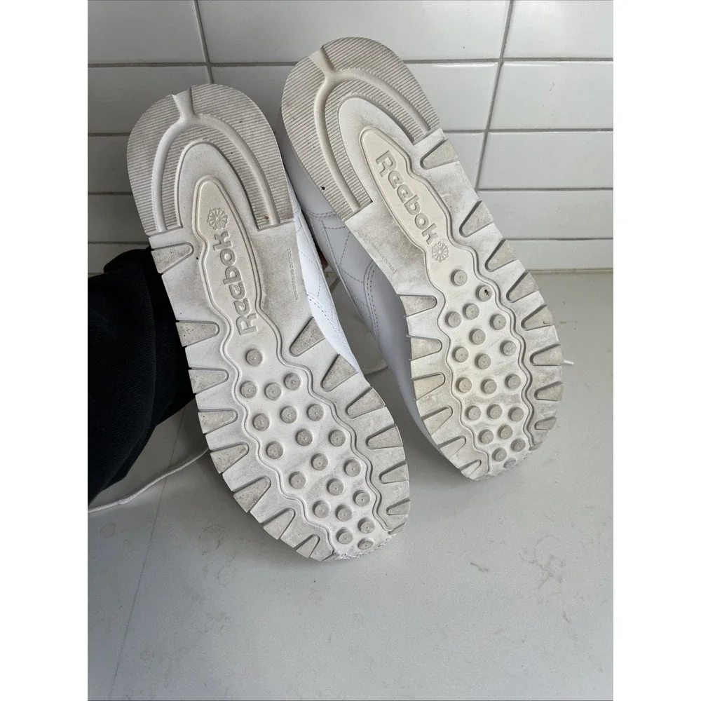 Reebok Classic Leather Triple White Mens Running Walking Shoes 9.5 - Picture 7 of 7